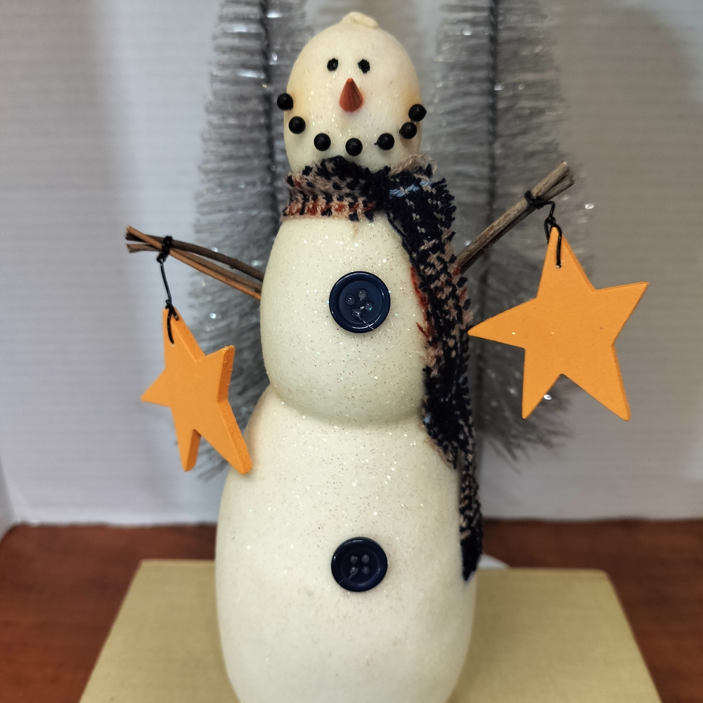 Festive Snowman Decoration with Orange Stars